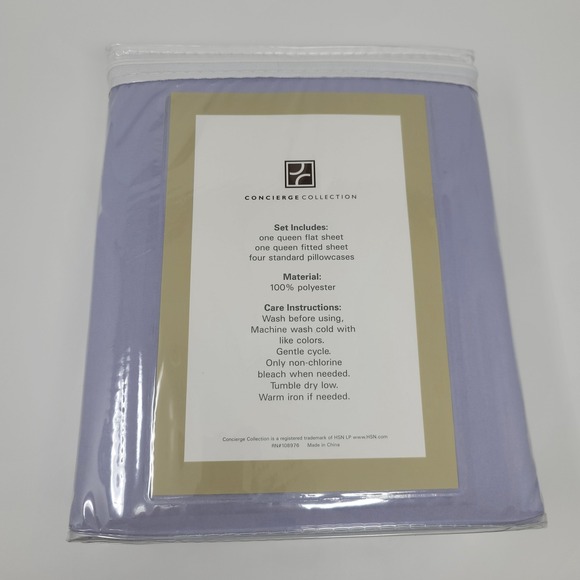 Concierge Collection Queen 6 Pc Soft Sheet Set Lavender Bedding Microfiber New - Picture 3 of 6